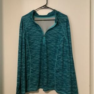 Xersion Teal Zip-Up Long Sleeve Top